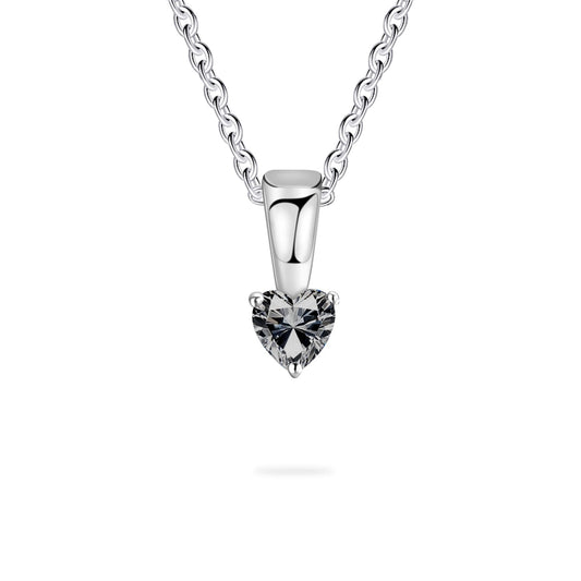 SYP Heart-shape S925 Sterling Silver Custom Necklace One Stone