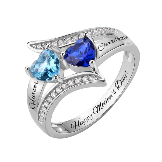SYP Surround S925 Sterling Silver Custom Ring Two Stones