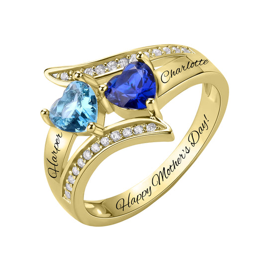 SYP Surround S925 Sterling Silver Custom Ring Two Stones