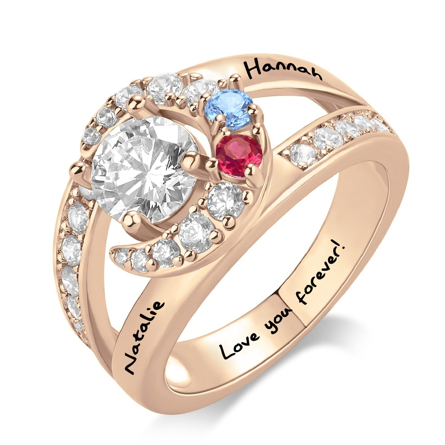 SYP Moon S925 Sterling Silver Custom Ring Two Stones