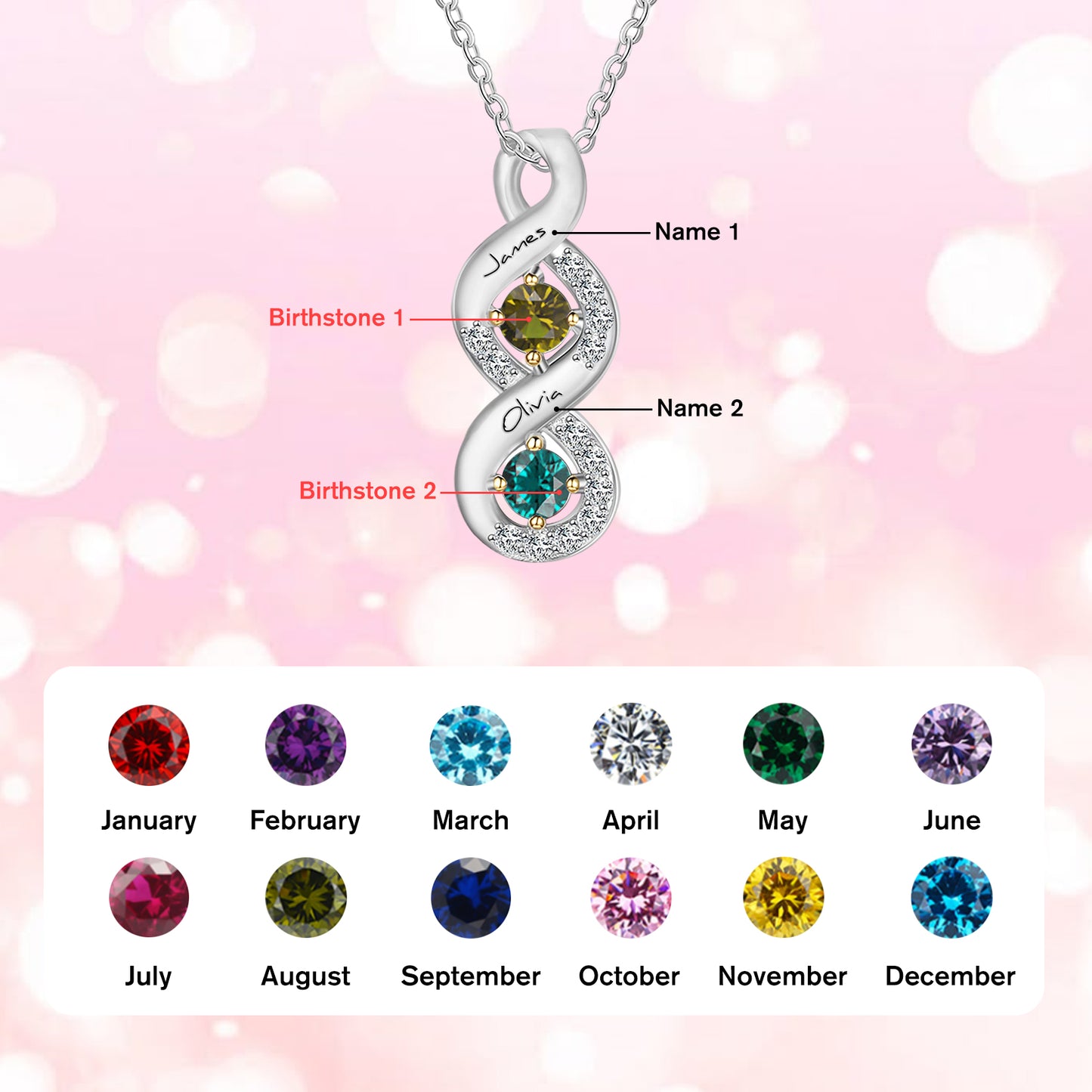 SYP Infinite S925 Sterling Silver Birthstones Necklace 2