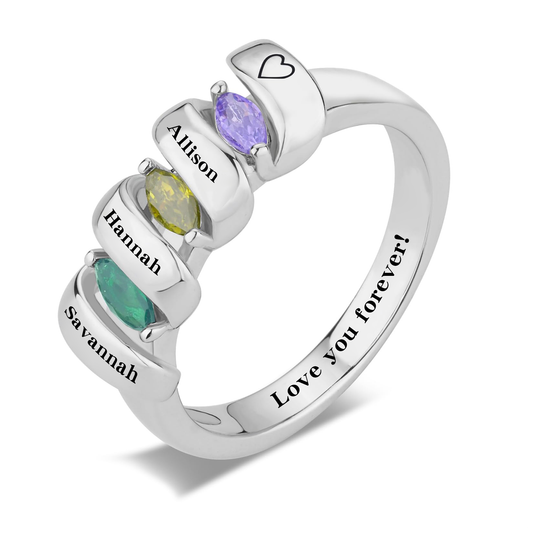SYP Twist S925 Sterling Silver Custom Ring Three Stones
