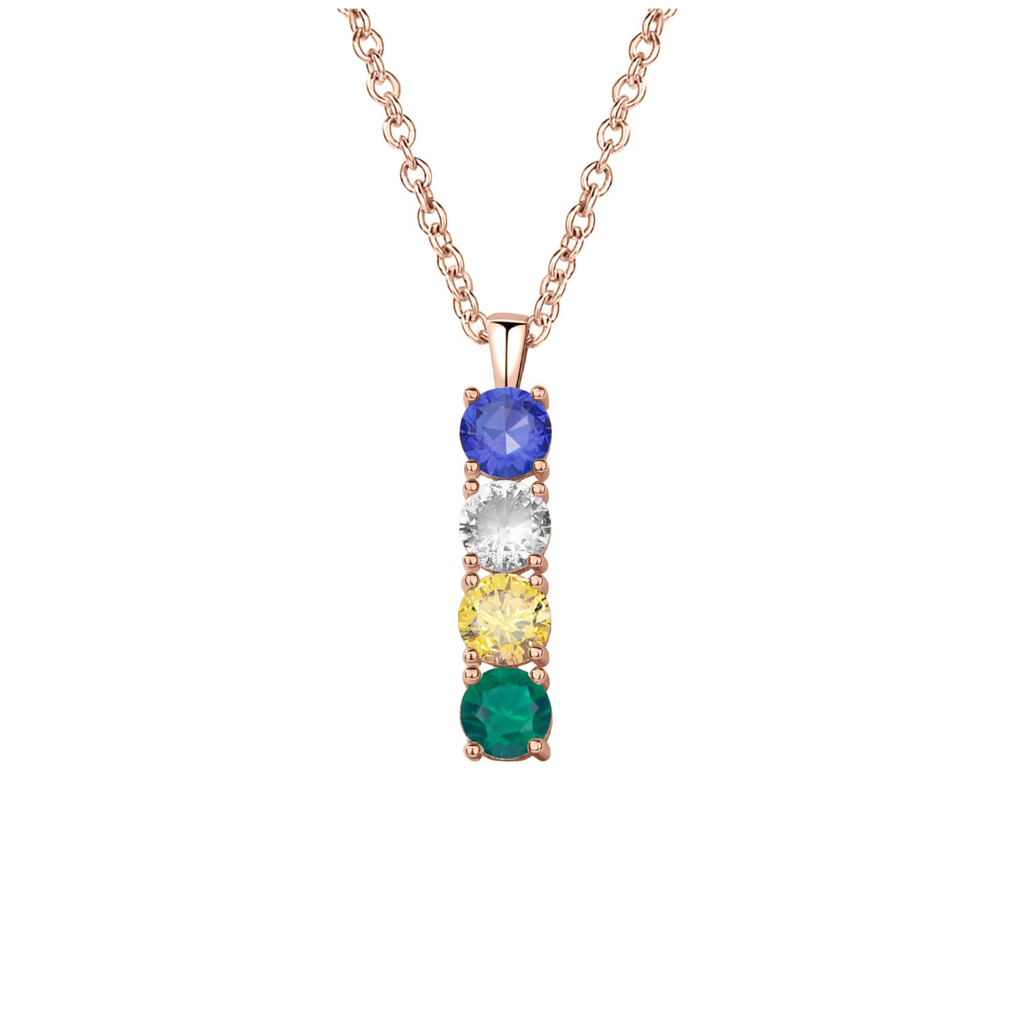 SYP Vertical S925 Sterling Silver Birthstones Necklace 4