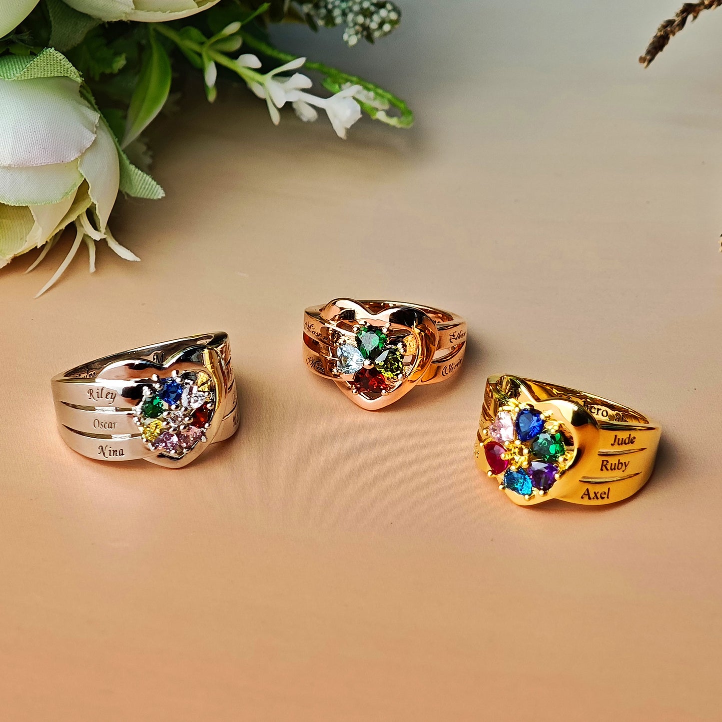 SYP Love S925 Sterling Silver Custom Ring Three Stones