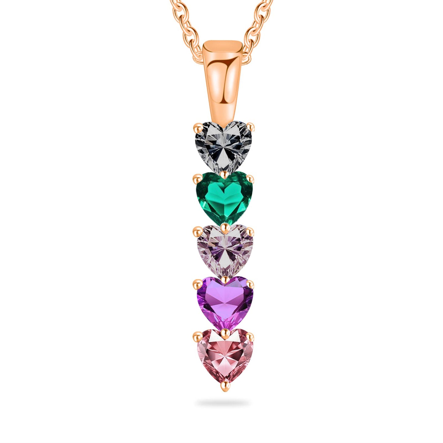 SYP Heart-shape S925 Sterling Silver Custom Necklace Five Stones