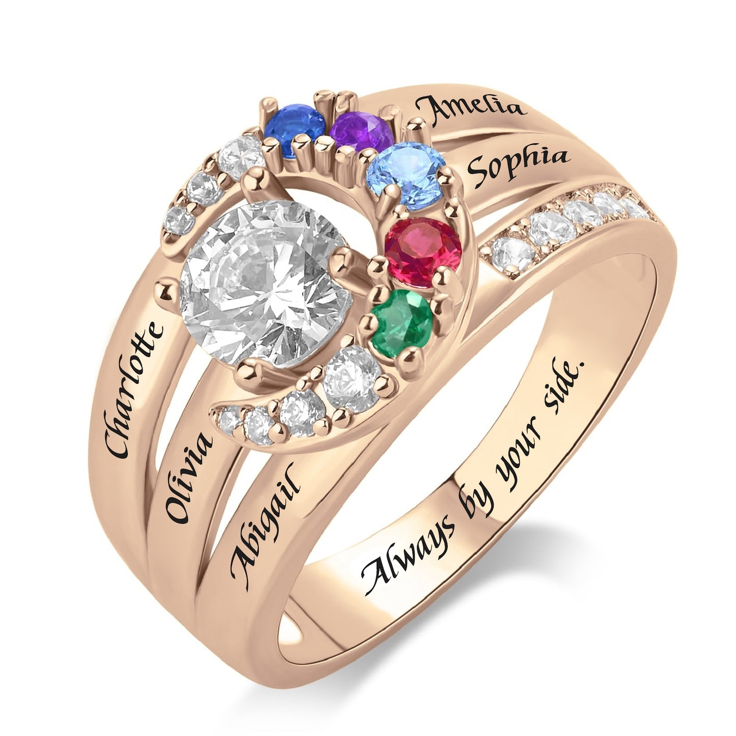 SYP Moon S925 Sterling Silver Custom Ring Five Stones