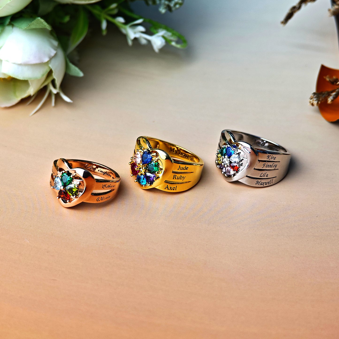 SYP Love S925 Sterling Silver Custom Ring Four Stones