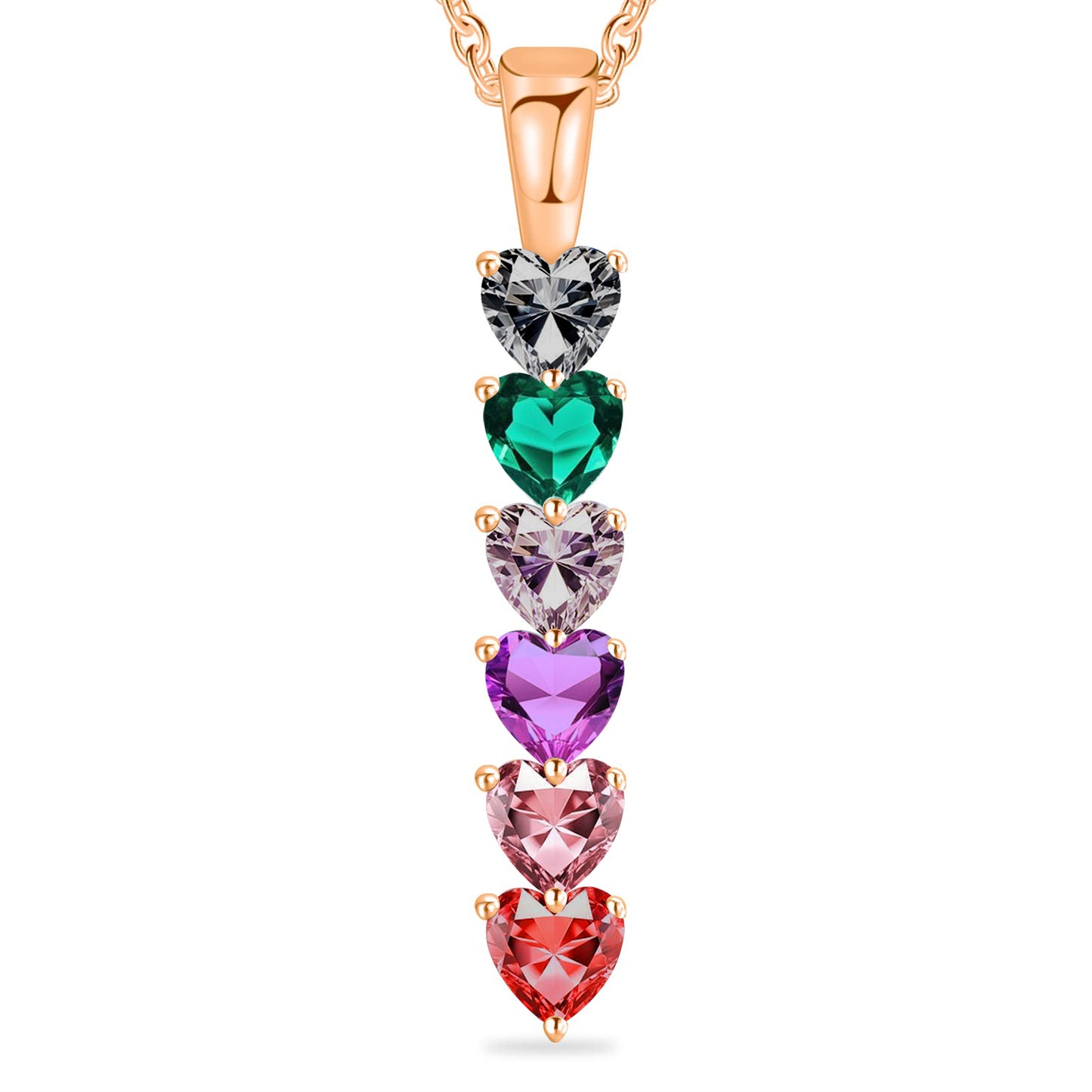 SYP Heart-shape S925 Sterling Silver Custom Necklace Six Stones
