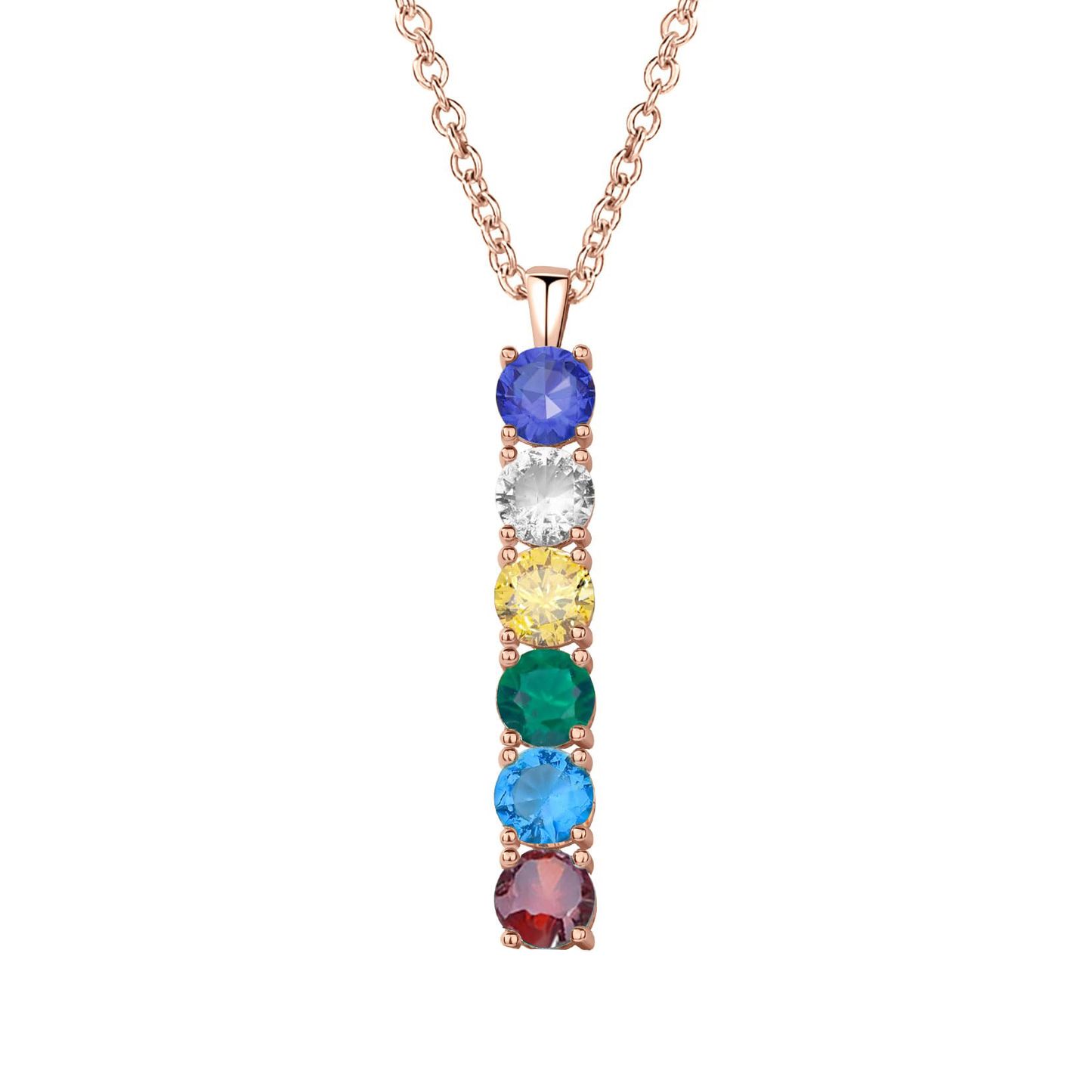 SYP Vertical S925 Sterling Silver Birthstones Necklace 6