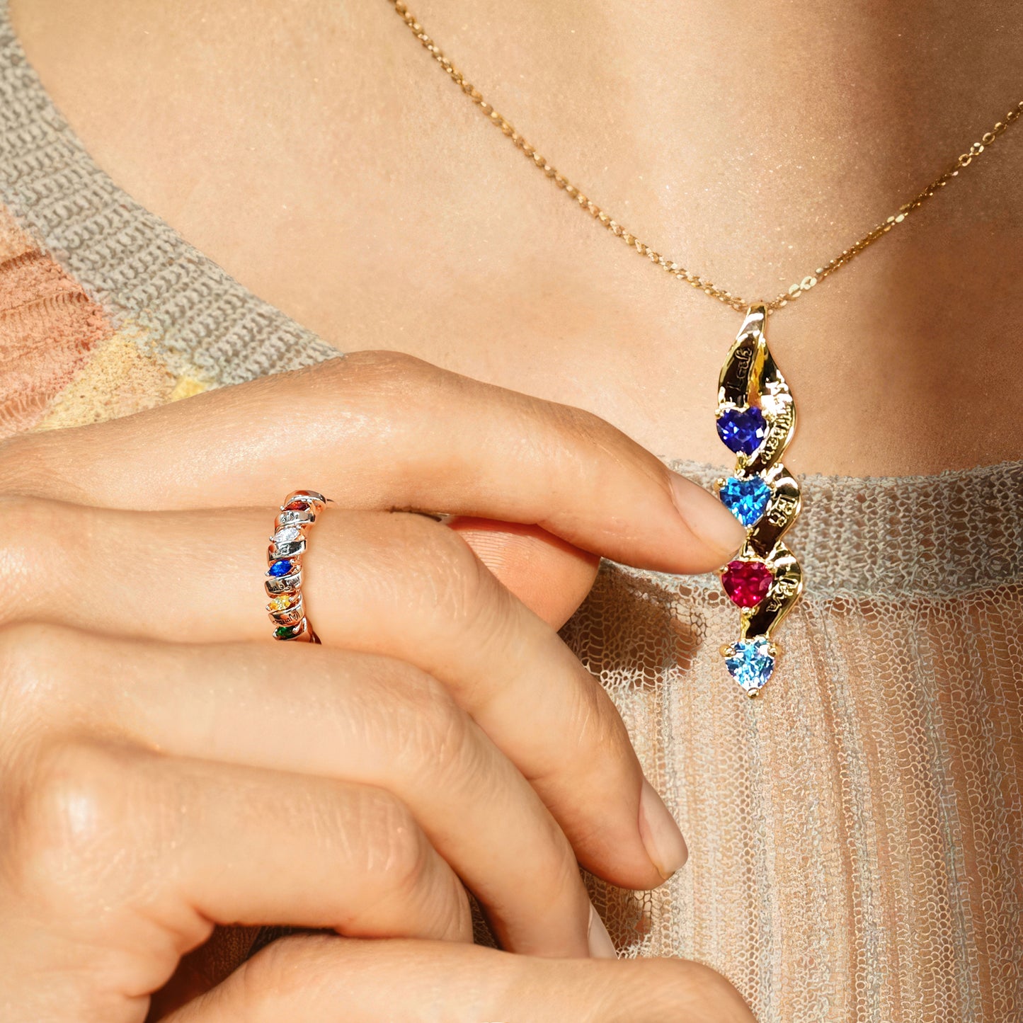 SYP Twist S925 Sterling Silver Custom Ring Five Stones