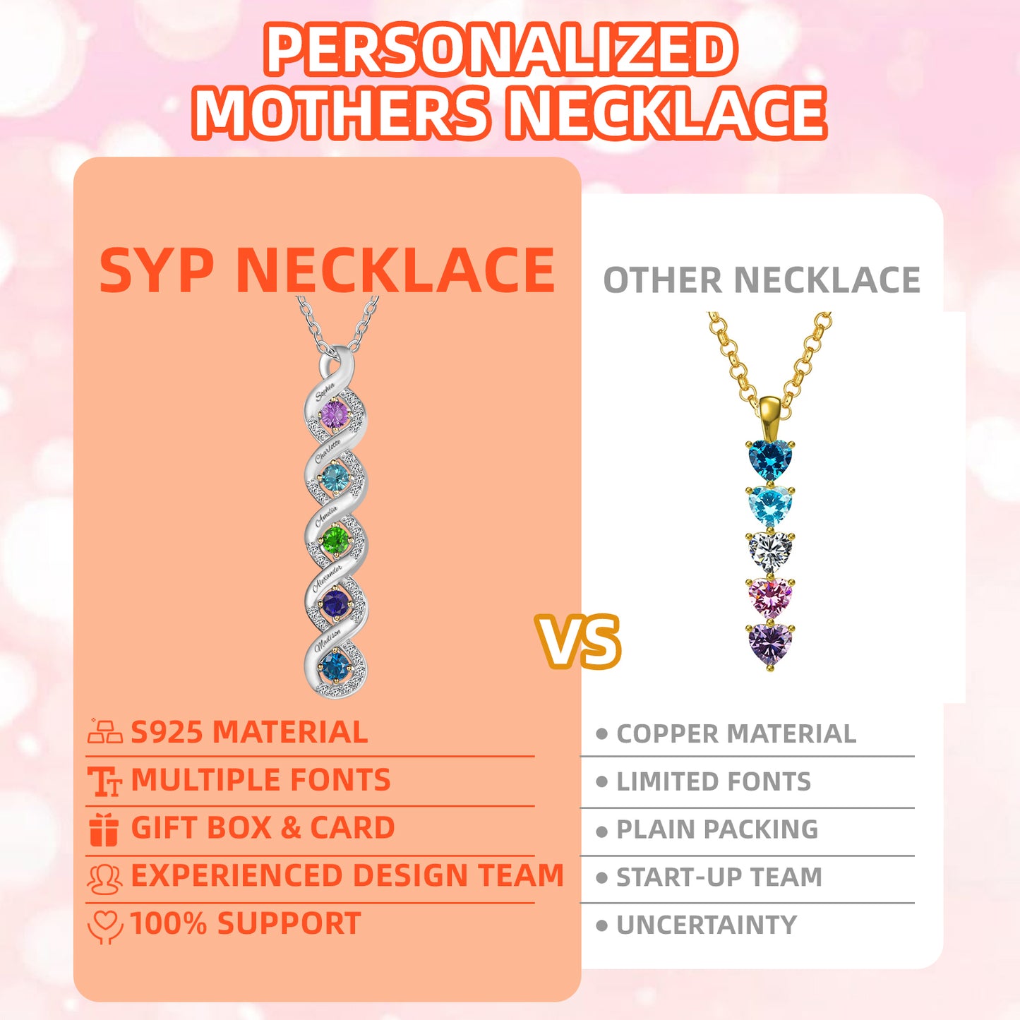 SYP Infinite S925 Sterling Silver Birthstones Necklace 4