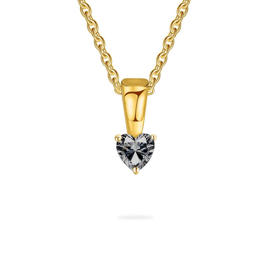 SYP Heart-shape S925 Sterling Silver Custom Necklace One Stone
