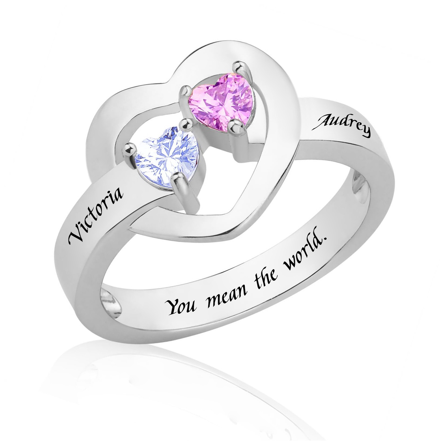 SYP Love S925 Sterling Silver Custom Ring Two Stones