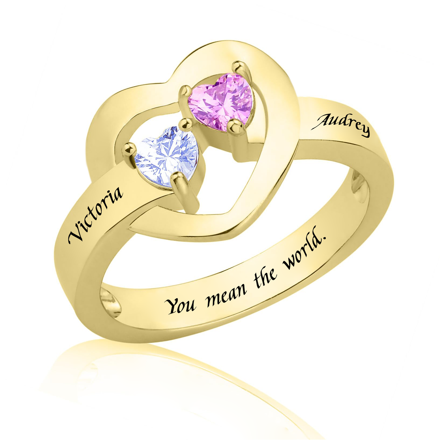 SYP Love S925 Sterling Silver Custom Ring Two Stones