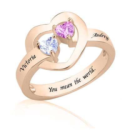 SYP Love S925 Sterling Silver Custom Ring Two Stones