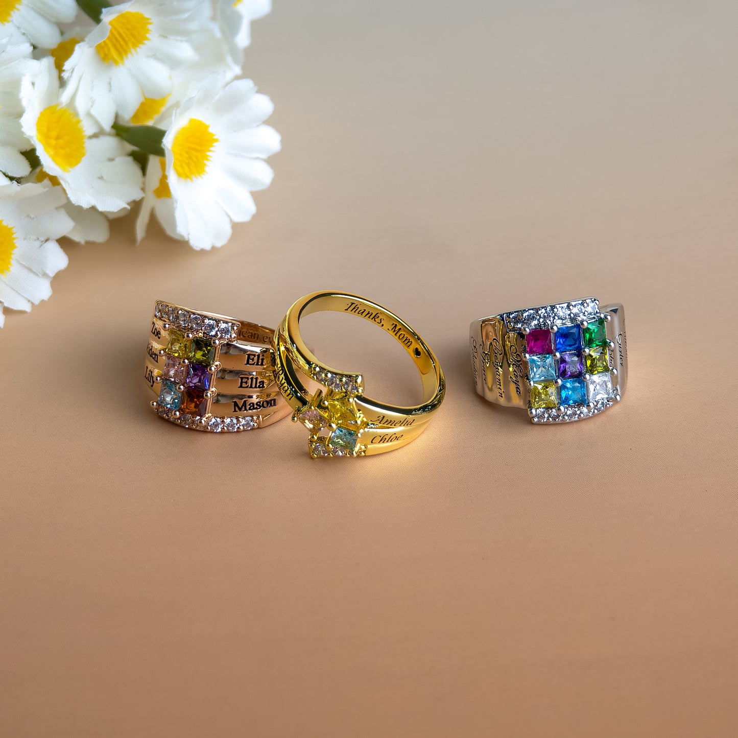 SYP Layers S925 Sterling Silver Custom Ring Six Stones