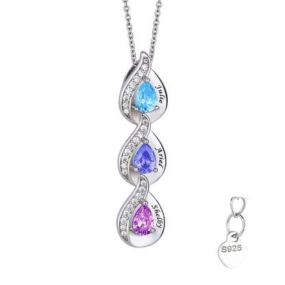 SYP Drop S925 Sterling Silver Birthstones Necklace 3
