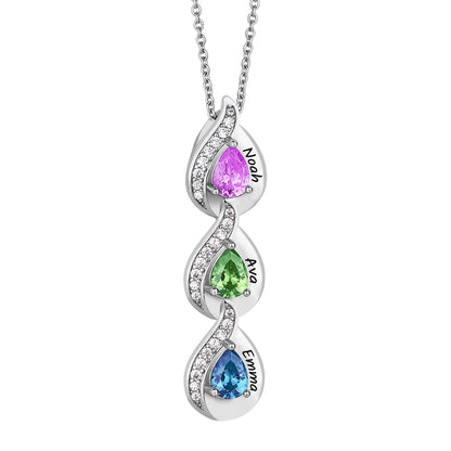 SYP Drop S925 Sterling Silver Birthstones Necklace 3