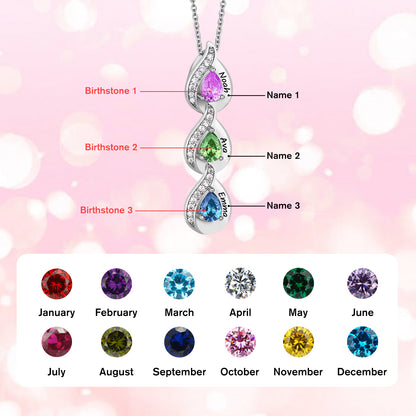 SYP Drop S925 Sterling Silver Birthstones Necklace 3