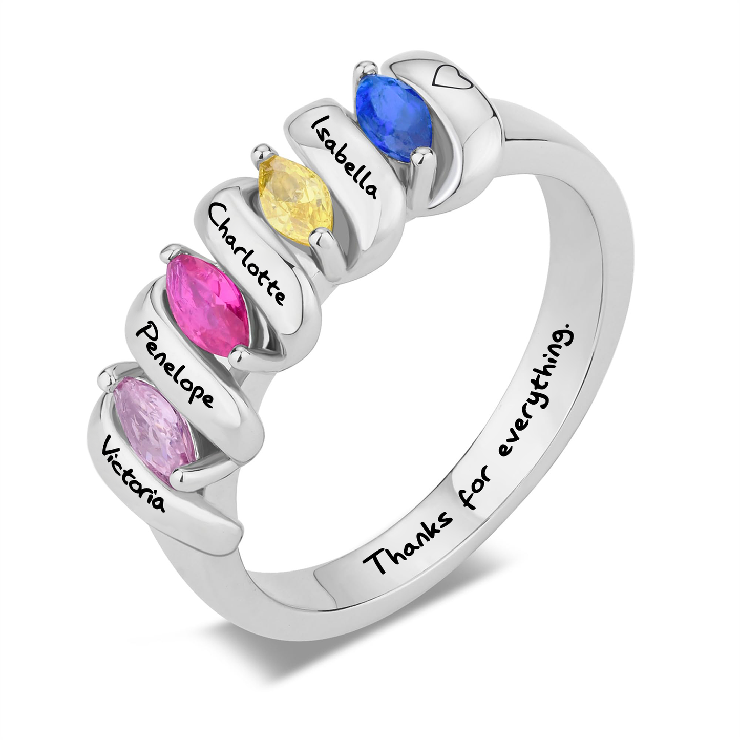 SYP Twist S925 Sterling Silver Custom Ring Four Stones