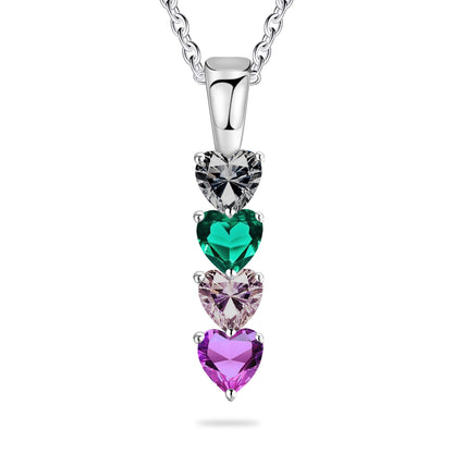 SYP Heart-shape S925 Sterling Silver Custom Necklace Four Stones