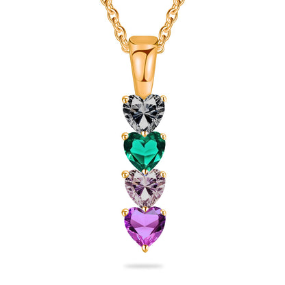 SYP Heart-shape S925 Sterling Silver Custom Necklace Four Stones