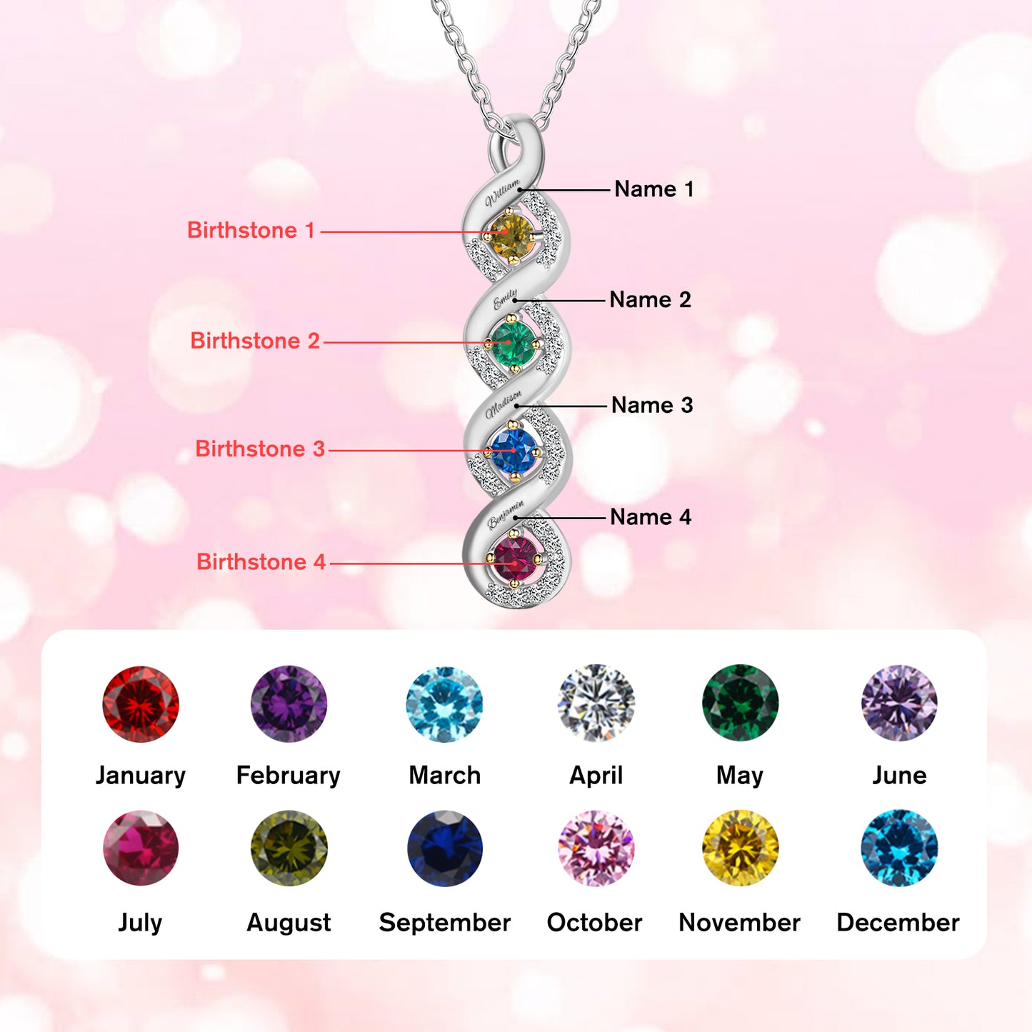 SYP Infinite S925 Sterling Silver Birthstones Necklace 4