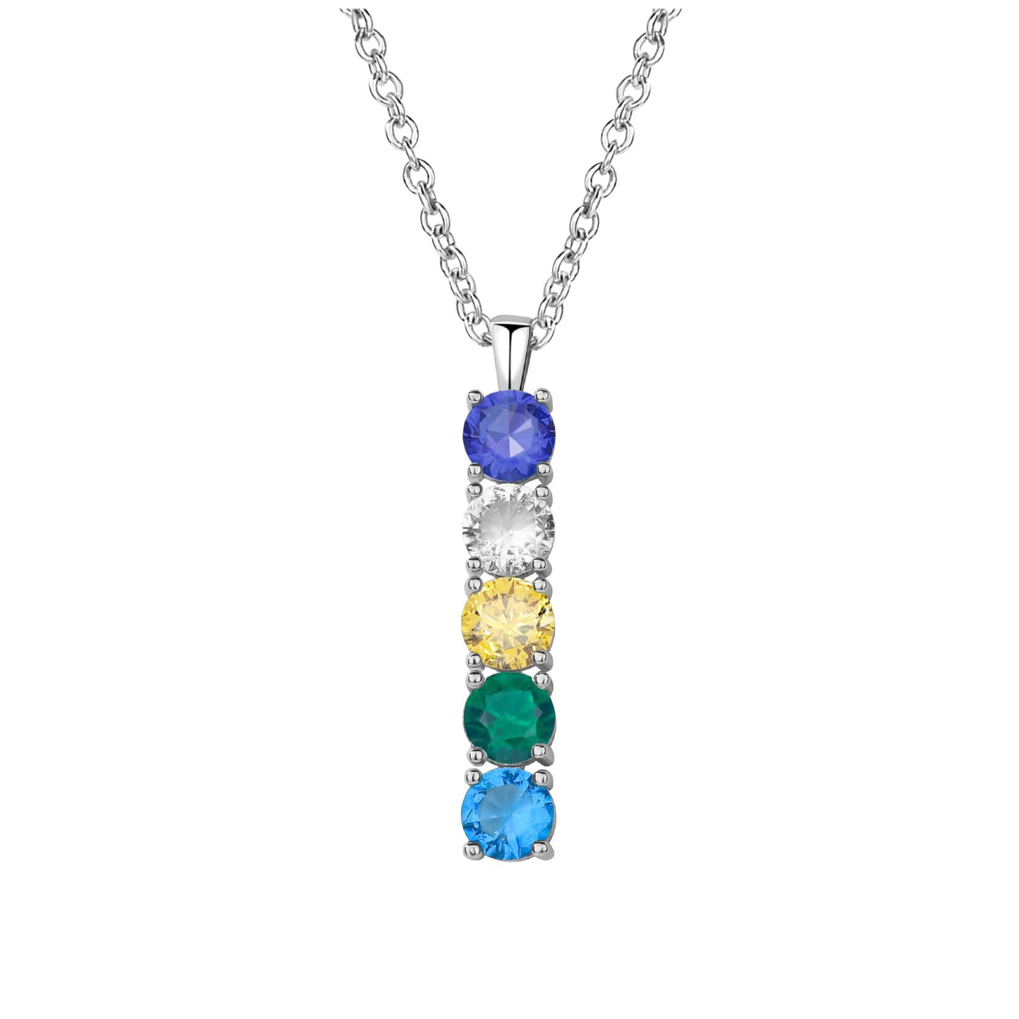 SYP Vertical S925 Sterling Silver Birthstones Necklace 5