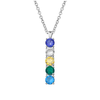 SYP Vertical S925 Sterling Silver Birthstones Necklace 5