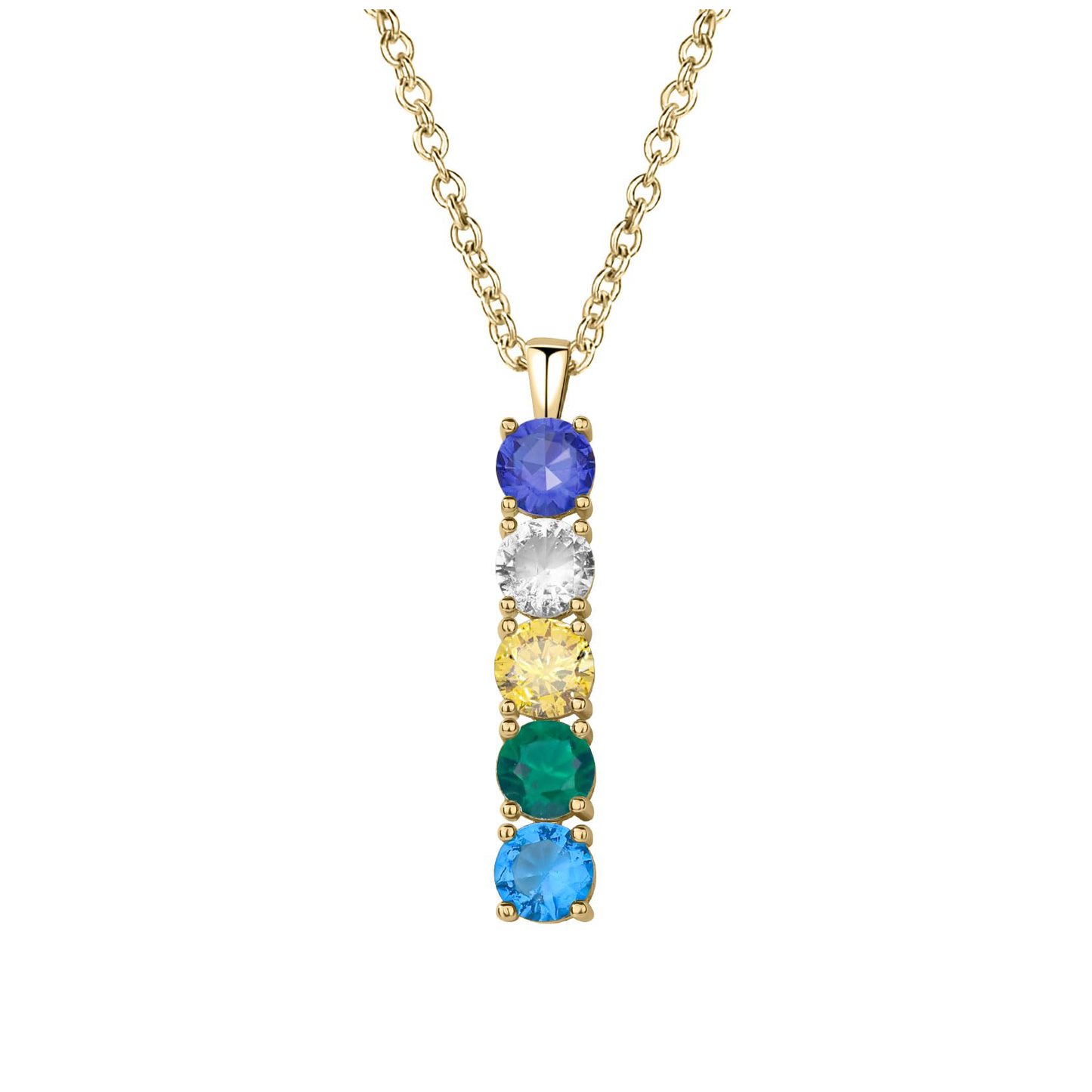 SYP Vertical S925 Sterling Silver Birthstones Necklace 5