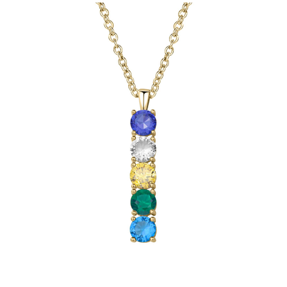 SYP Vertical S925 Sterling Silver Birthstones Necklace 5