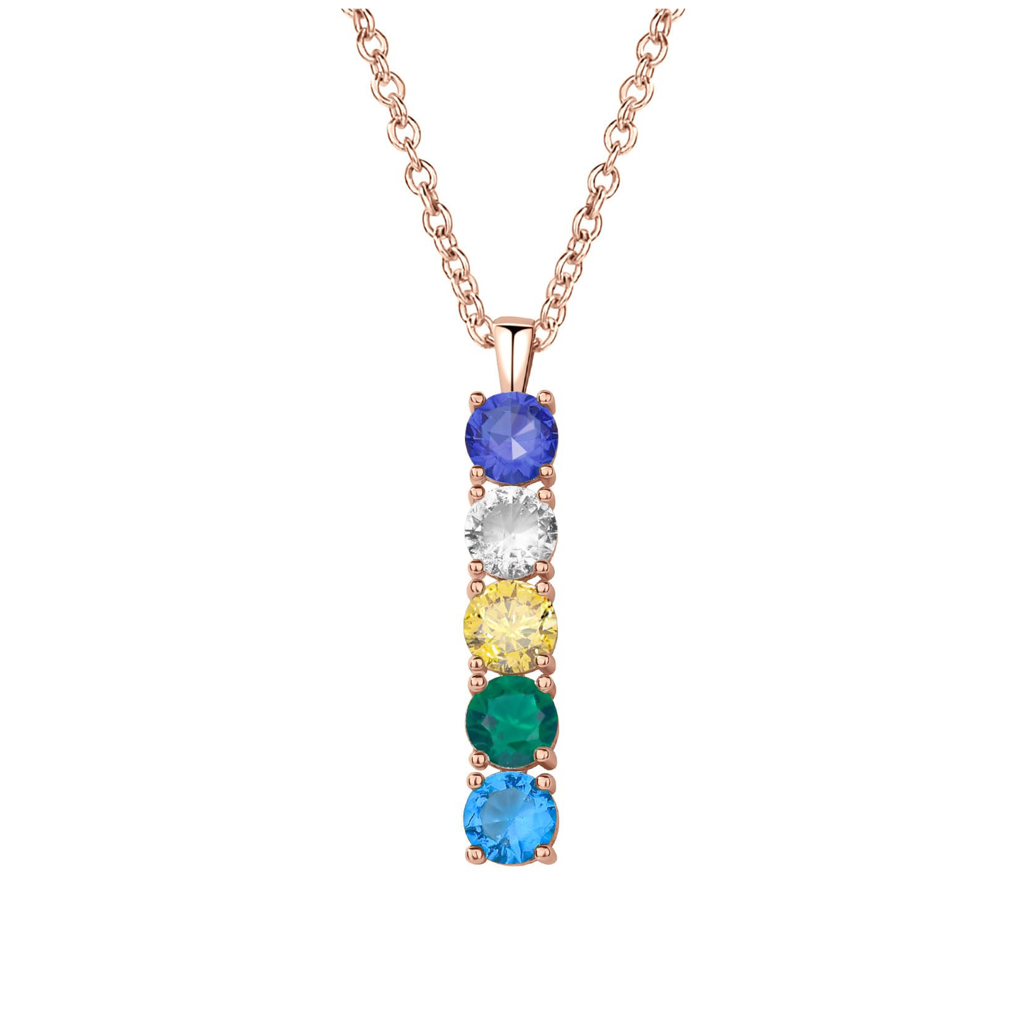 SYP Vertical S925 Sterling Silver Birthstones Necklace 5