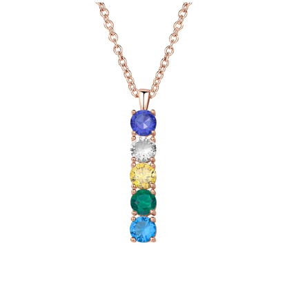SYP Vertical S925 Sterling Silver Birthstones Necklace 5