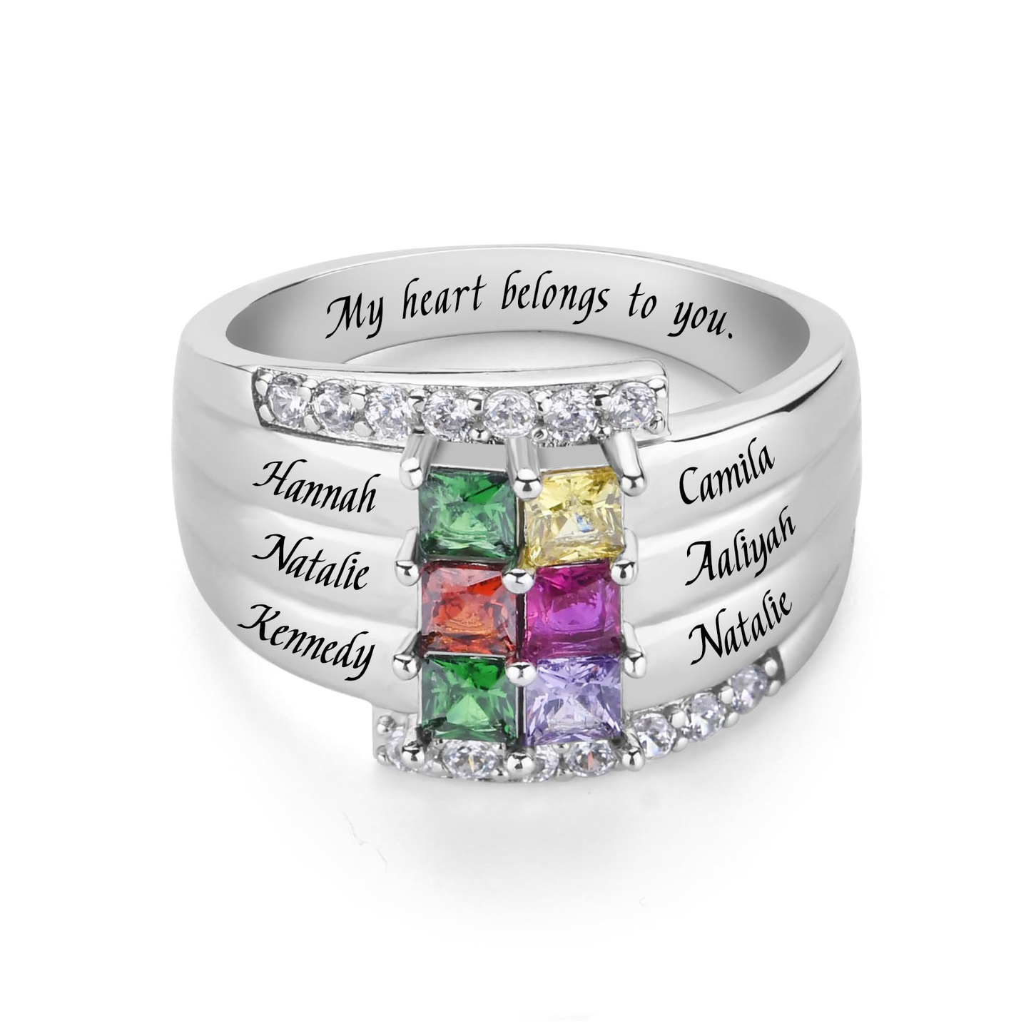 SYP Layers S925 Sterling Silver Custom Ring Six Stones